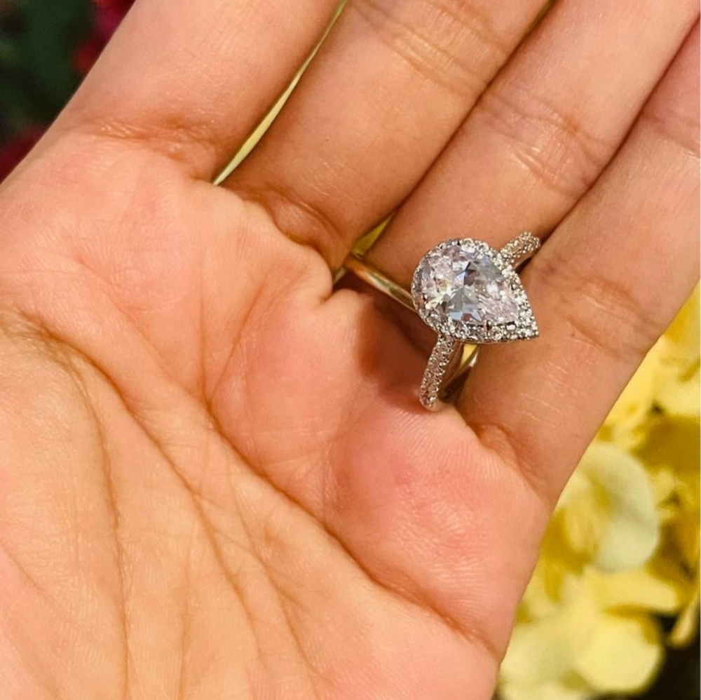 925 silver cz clear stone ring size 7 new